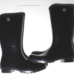 Ugg Black Patent Shiny Rubber Rain Boots sz Womens 9